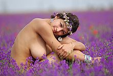 Naked girl in flowers